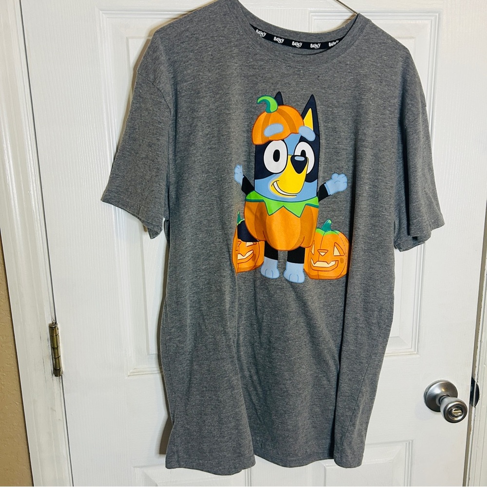 Bluey Gray T-Shirt with Cartoon Design
